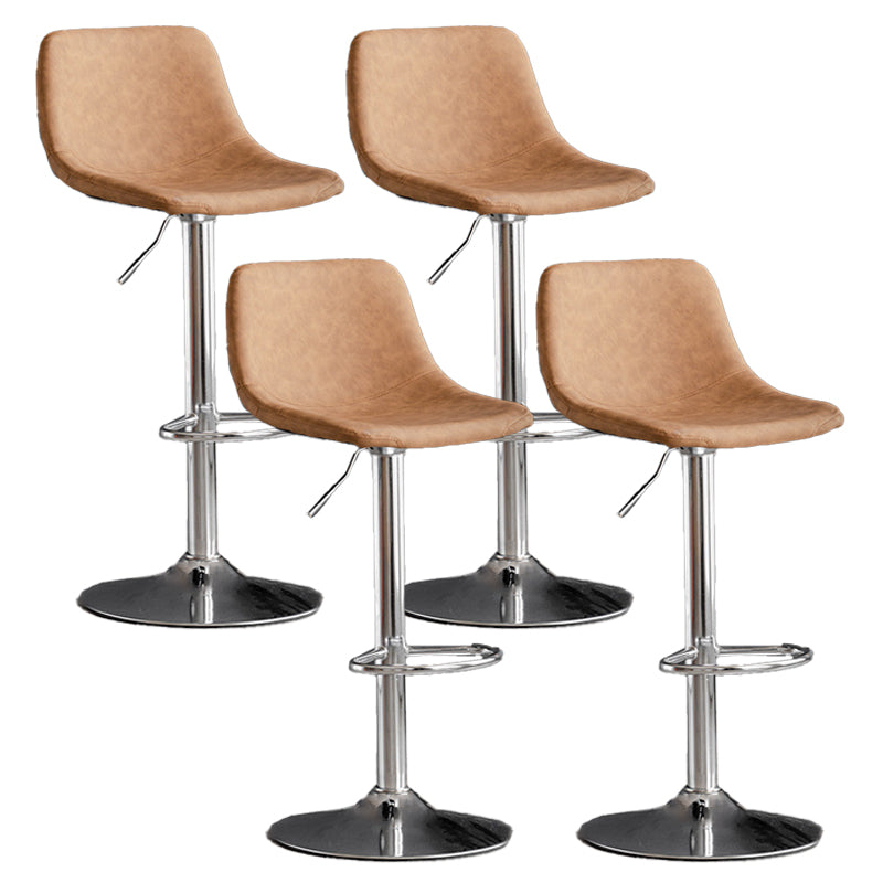 Contemporary Metal Barstool Faux Leather Upholstered Counter Stool Home