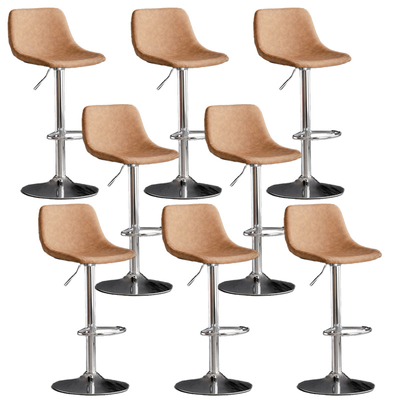 Contemporary Metal Barstool Faux Leather Upholstered Counter Stool Home