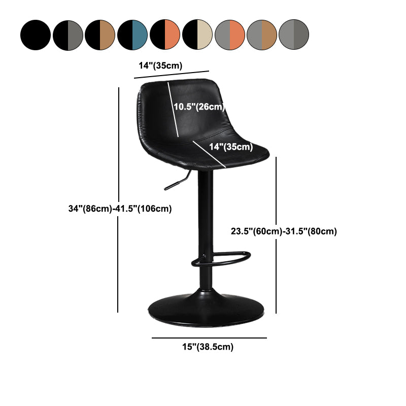 Contemporary Metal Barstool Faux Leather Upholstered Counter Stool Home