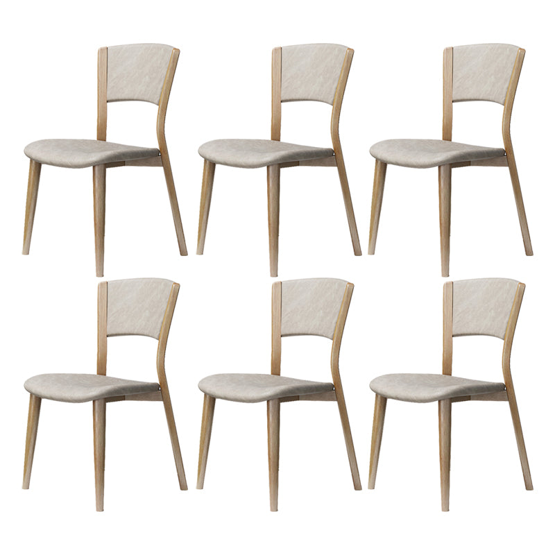 Contemporary Style Dining Chairs Oak Solid Wood Open Back Armless Chair