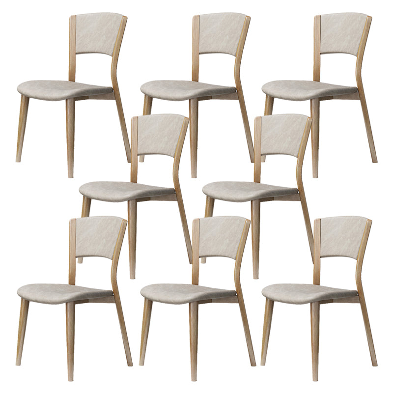 Contemporary Style Dining Chairs Oak Solid Wood Open Back Armless Chair