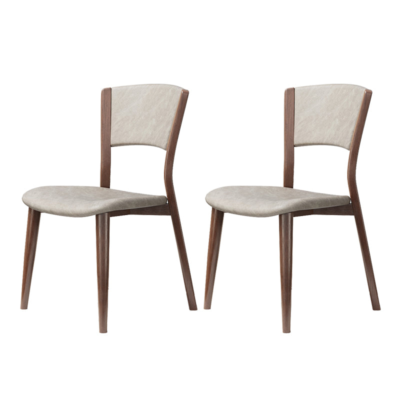 Contemporary Style Dining Chairs Oak Solid Wood Open Back Armless Chair