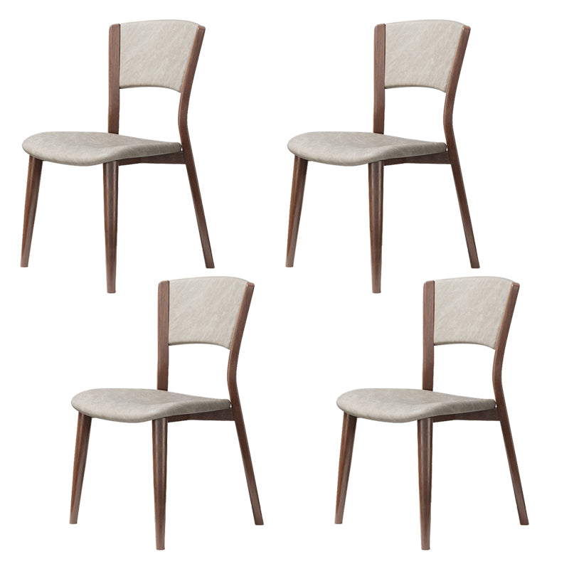 Contemporary Style Dining Chairs Oak Solid Wood Open Back Armless Chair