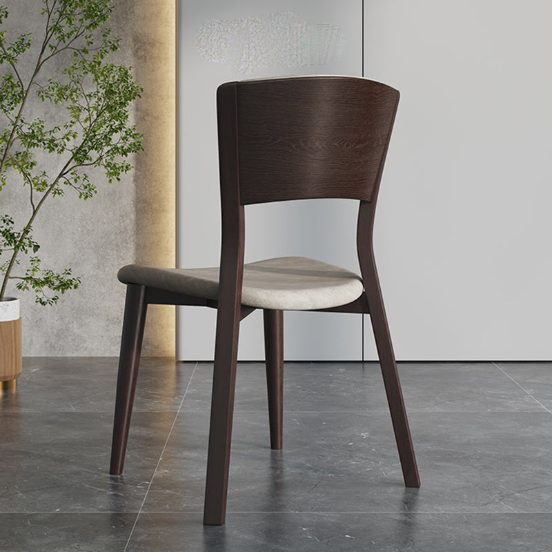 Contemporary Style Dining Chairs Oak Solid Wood Open Back Armless Chair