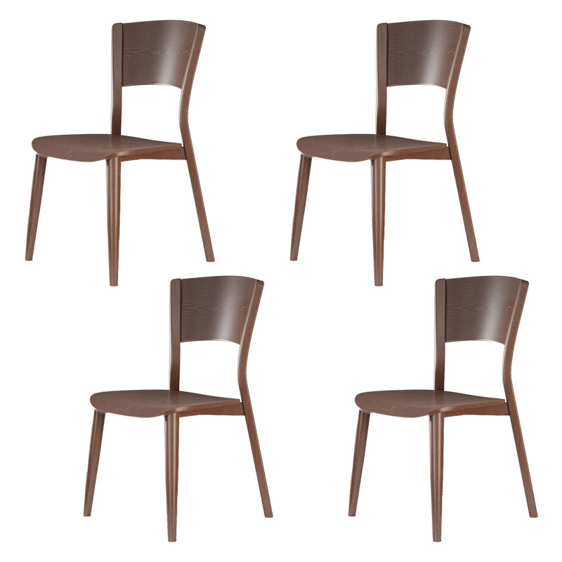 Contemporary Style Dining Chairs Oak Solid Wood Open Back Armless Chair