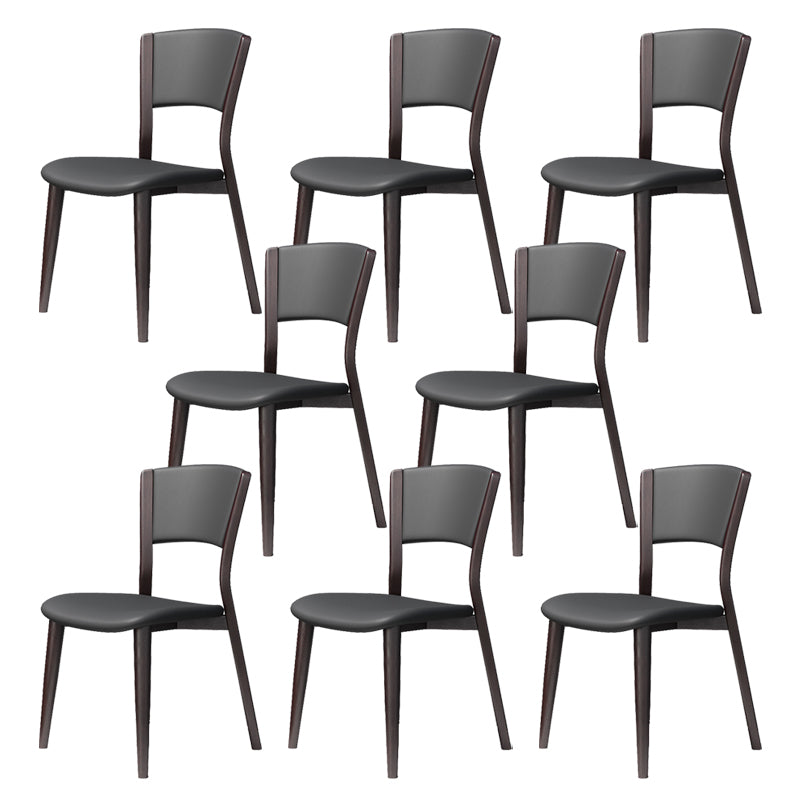 Contemporary Style Dining Chairs Oak Solid Wood Open Back Armless Chair