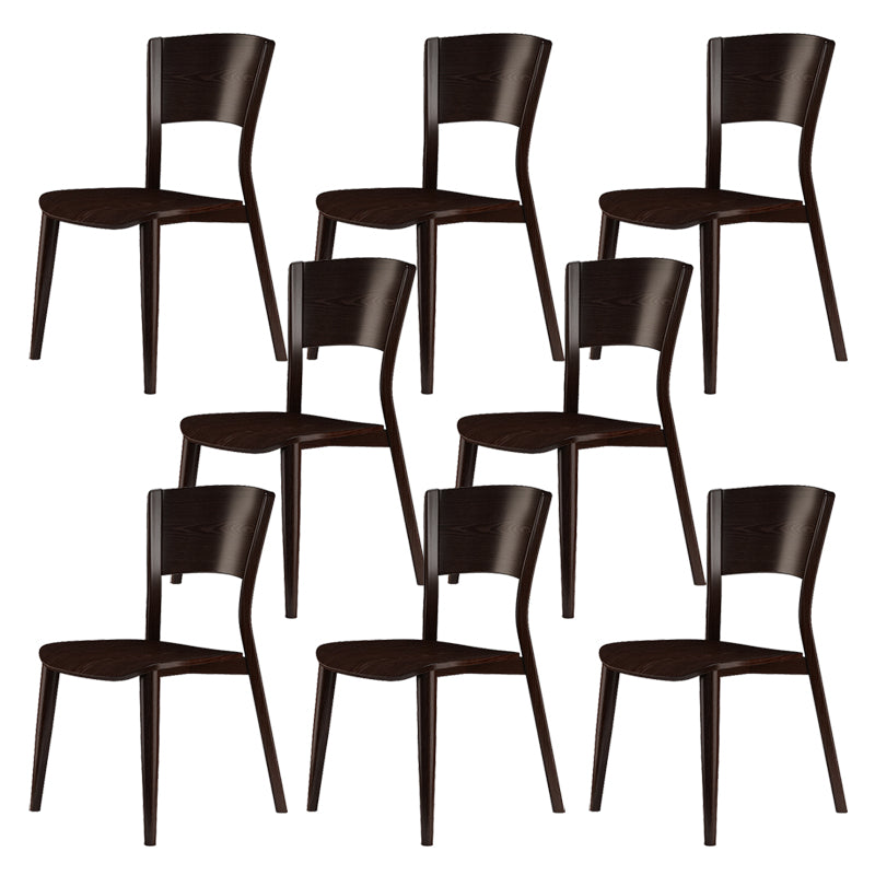 Contemporary Style Dining Chairs Oak Solid Wood Open Back Armless Chair