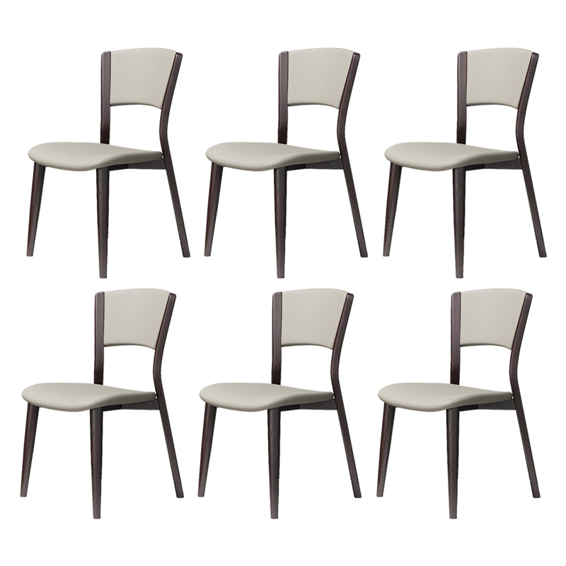 Contemporary Style Dining Chairs Oak Solid Wood Open Back Armless Chair