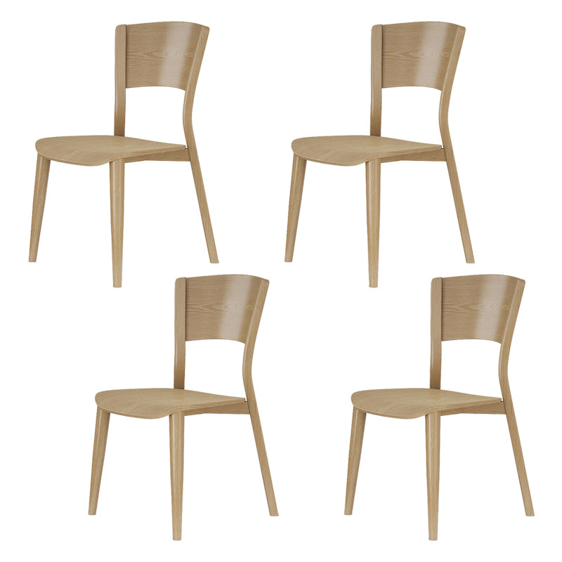 Contemporary Style Dining Chairs Oak Solid Wood Open Back Armless Chair