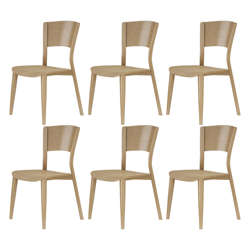 Contemporary Style Dining Chairs Oak Solid Wood Open Back Armless Chair