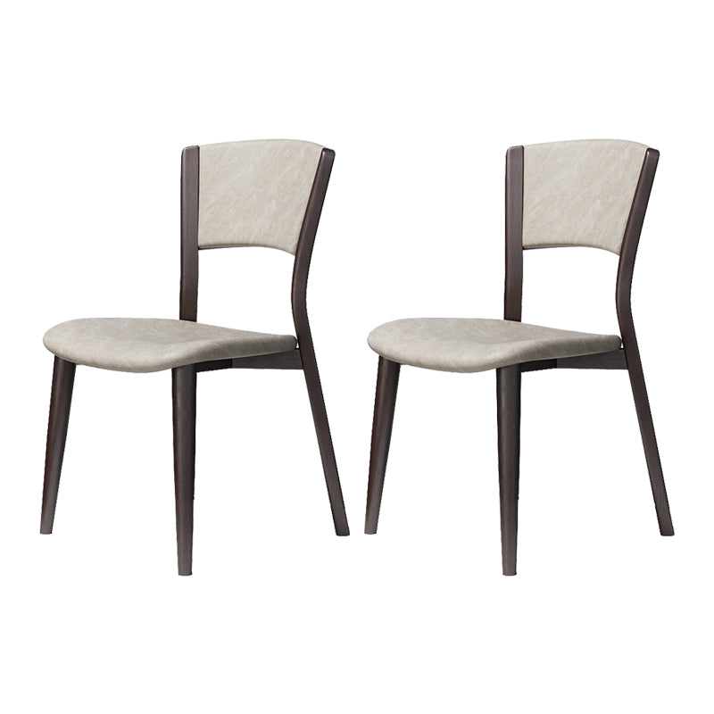 Contemporary Style Dining Chairs Oak Solid Wood Open Back Armless Chair