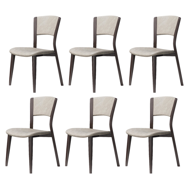 Contemporary Style Dining Chairs Oak Solid Wood Open Back Armless Chair