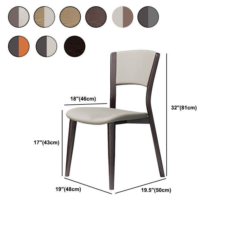 Contemporary Style Dining Chairs Oak Solid Wood Open Back Armless Chair