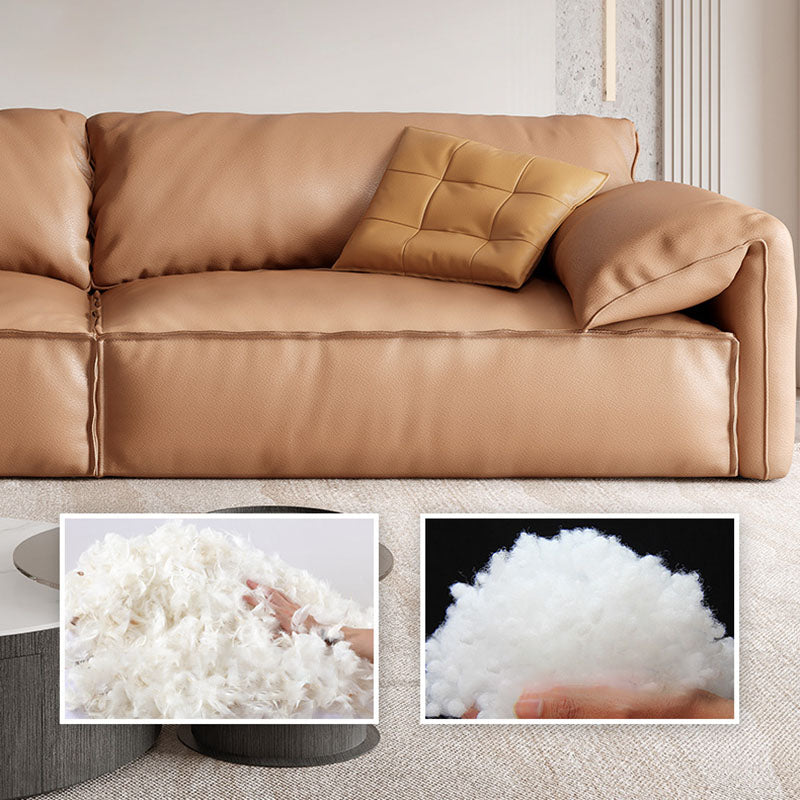 Modern Sewn Pillow Back Sofa 31.49" H Faux Leather Pillow Top Arm Sofa