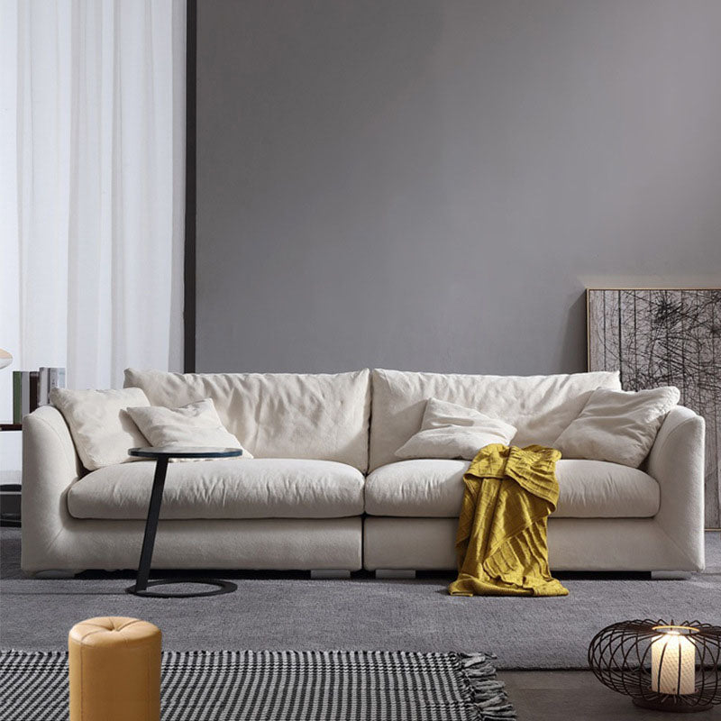 Modern 4-seater Fabric Sofa Flared Arm Sofa with Bolster Pillows