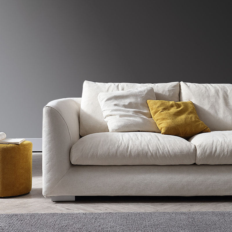 Modern 4-seater Fabric Sofa Flared Arm Sofa with Bolster Pillows