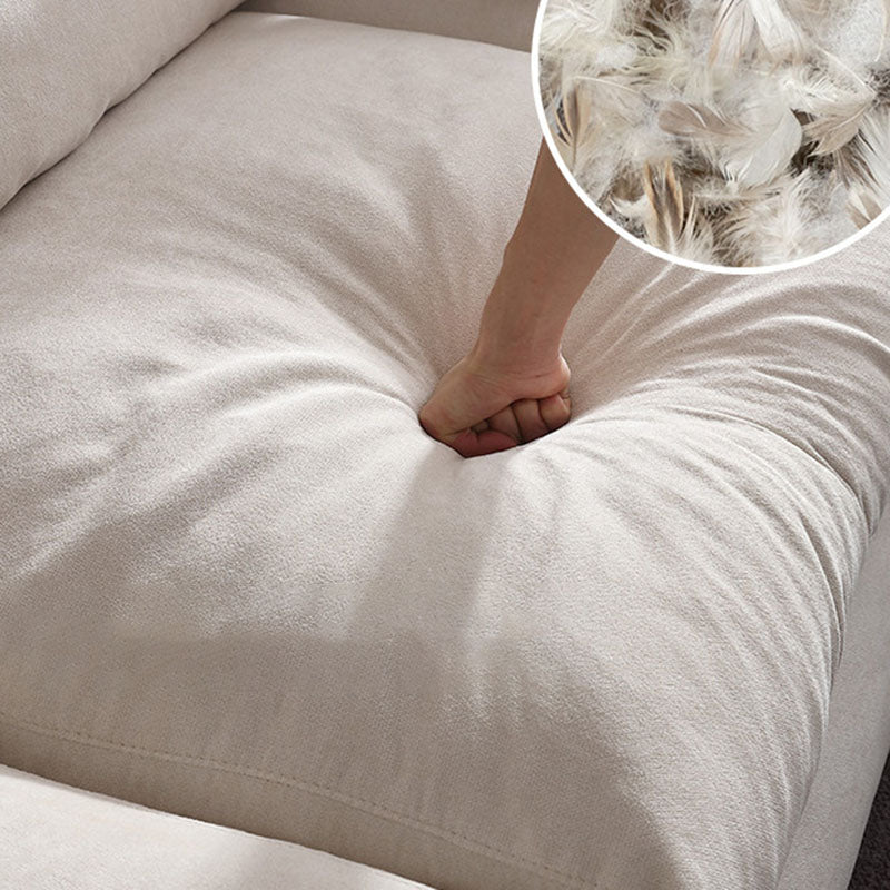 Modern 4-seater Fabric Sofa Flared Arm Sofa with Bolster Pillows