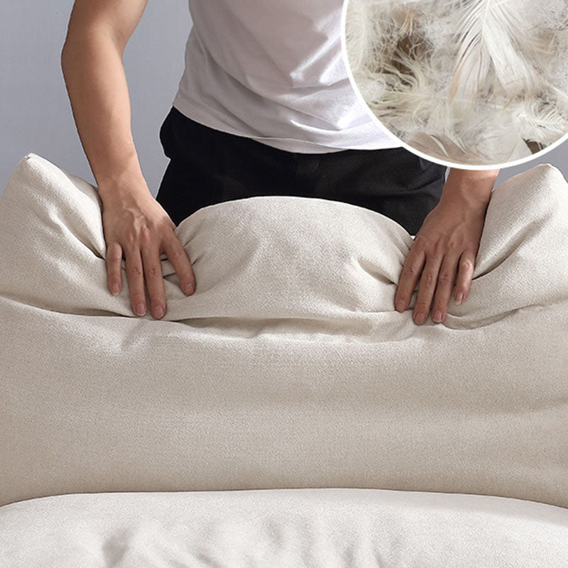 Modern 4-seater Fabric Sofa Flared Arm Sofa with Bolster Pillows