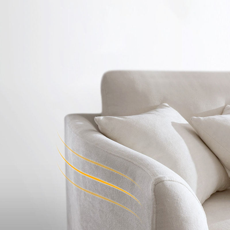 Modern 4-seater Fabric Sofa Flared Arm Sofa with Bolster Pillows