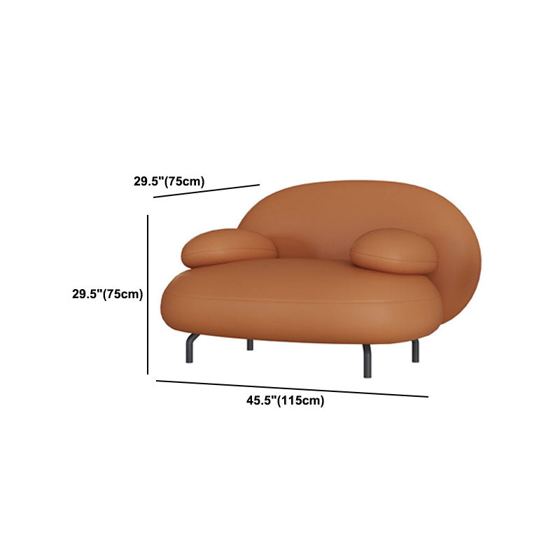Faux Leather Modern Style Sofa 29.13" High Pillow Top Arm Seating