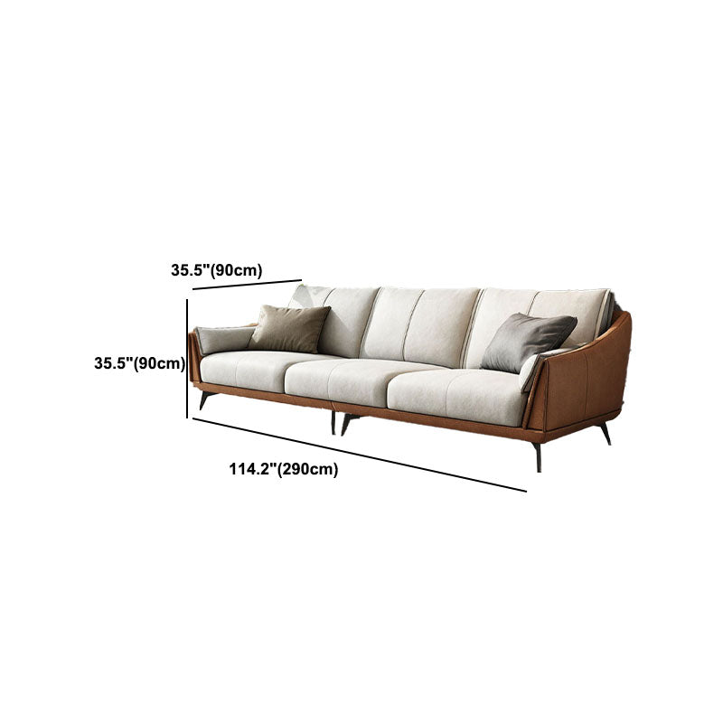 Modernism Sofa with Bolster Pillows Sloped Arm Sofa in Orange