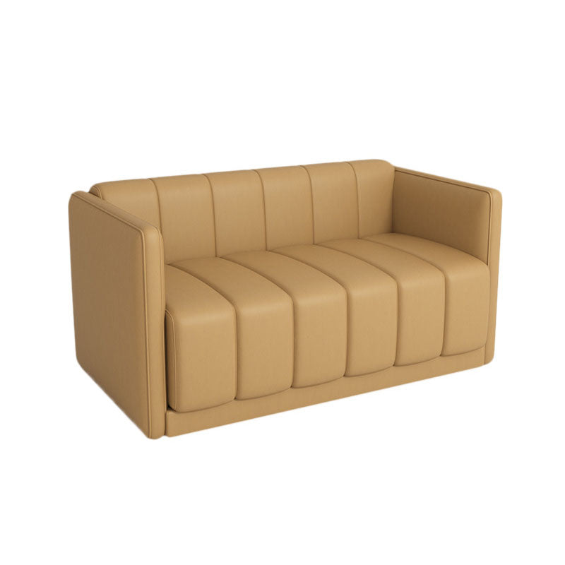 Modern Faux Leather Sofa for 2 people Sewn Pillow Back Loveseat