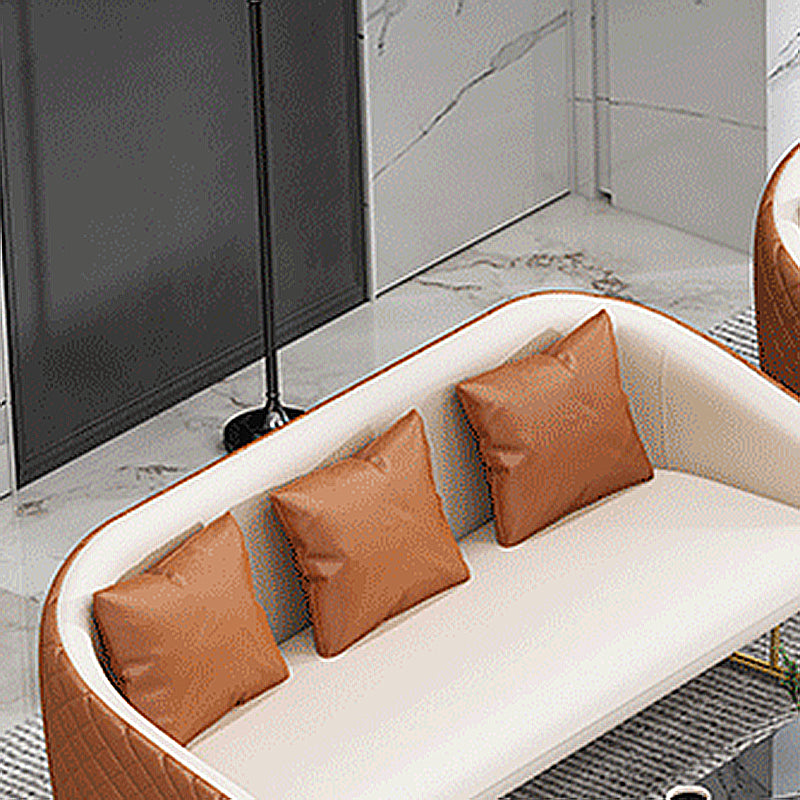 Sloped Arm Sofa Faux Leather 25.59" Wide Sofa with Gold Frame