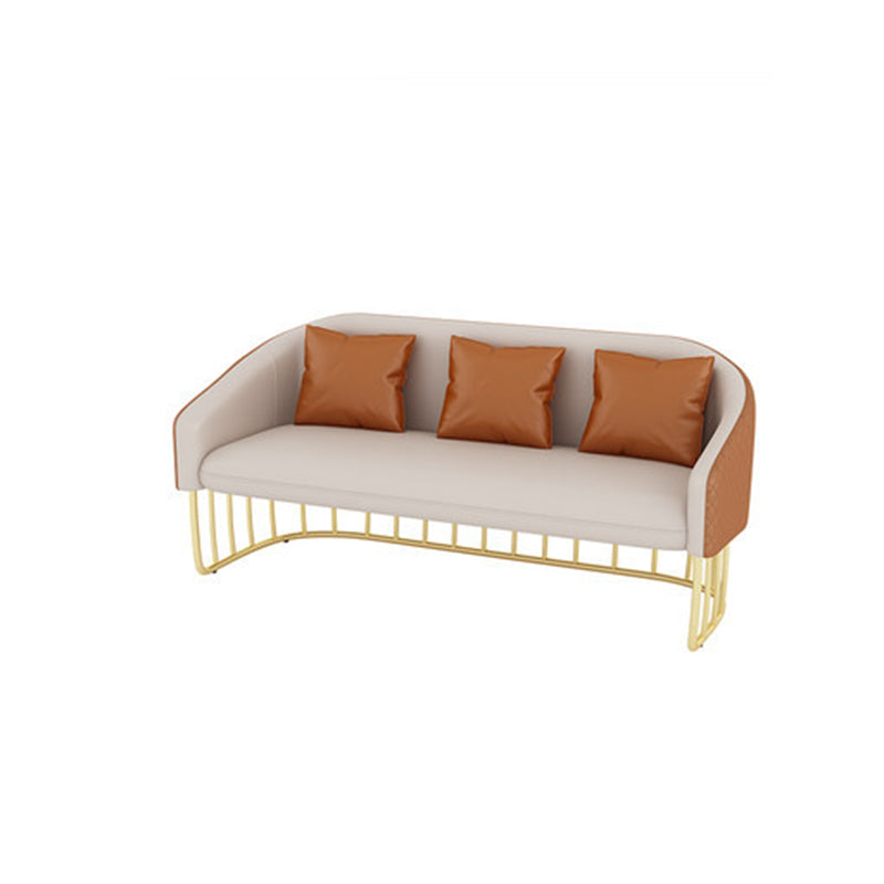 Sloped Arm Sofa Faux Leather 25.59" Wide Sofa with Gold Frame