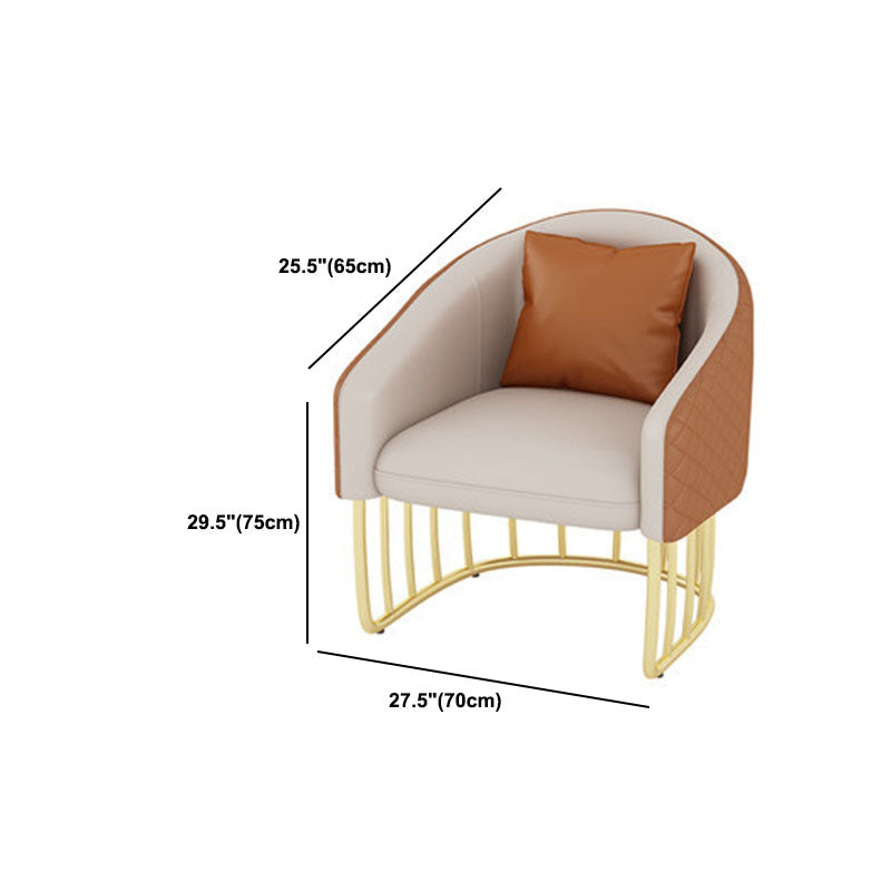 Sloped Arm Sofa Faux Leather 25.59" Wide Sofa with Gold Frame