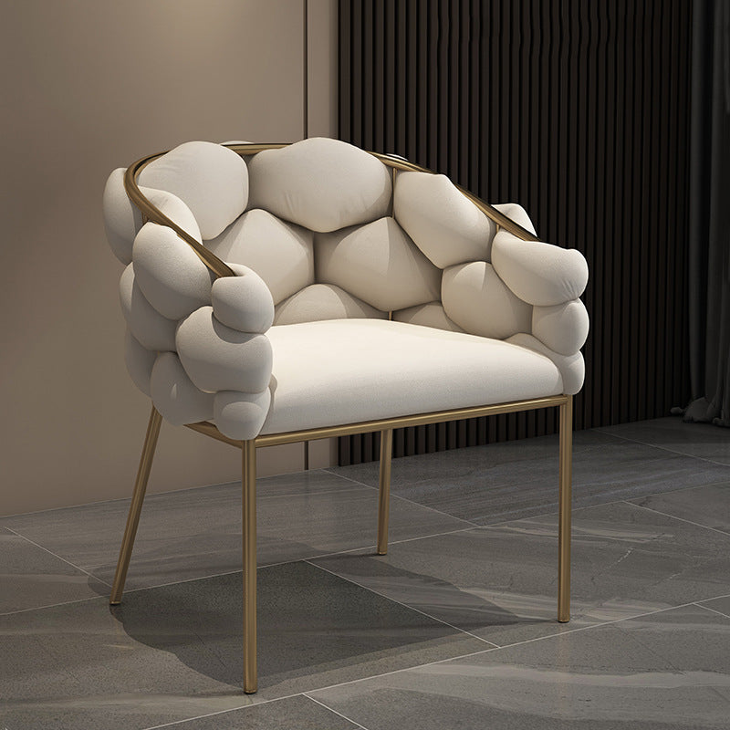 Biscuit Back Sofa 23.62" Deep Sloped Arm Sofa with Gold Frame
