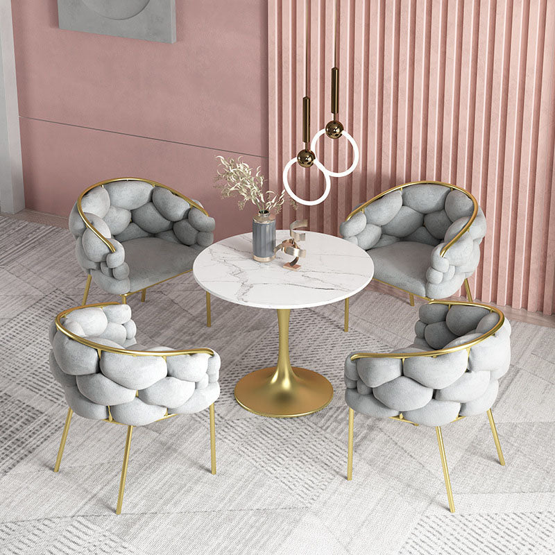 Biscuit Back Sofa 23.62" Deep Sloped Arm Sofa with Gold Frame