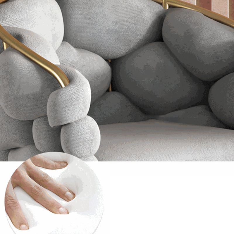 Biscuit Back Sofa 23.62" Deep Sloped Arm Sofa with Gold Frame