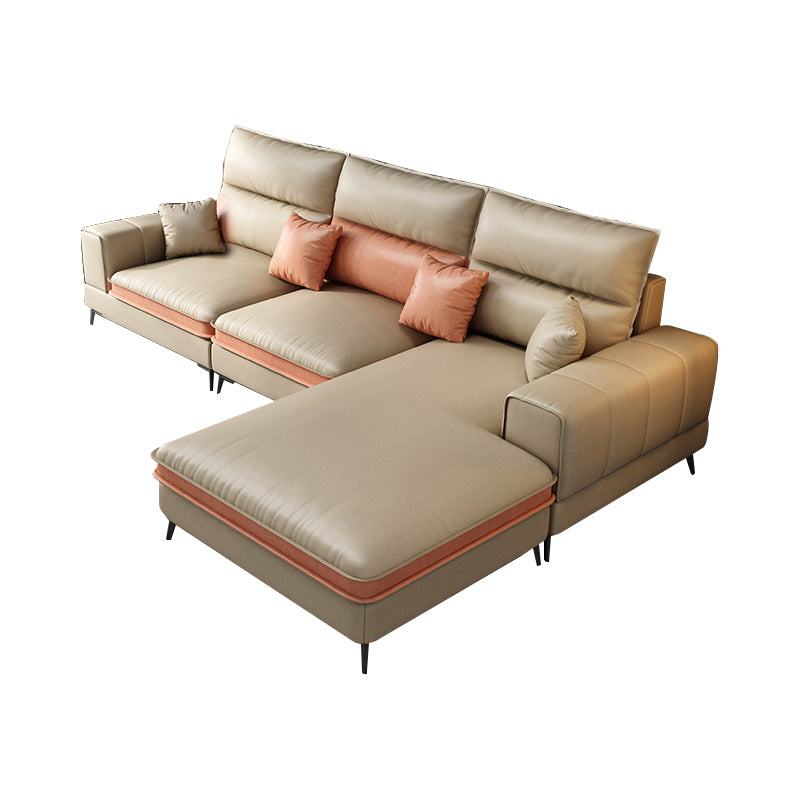 Glam Stationary Faux Leather Living Room Recessed Arm Cushionssofa