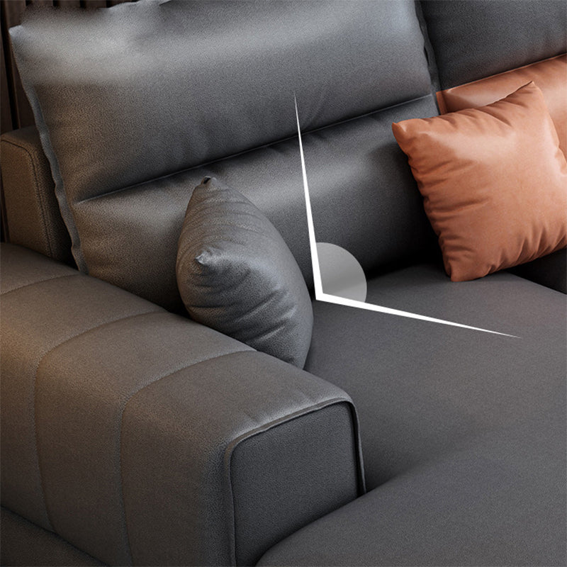 Glam Stationary Faux Leather Living Room Recessed Arm Cushionssofa