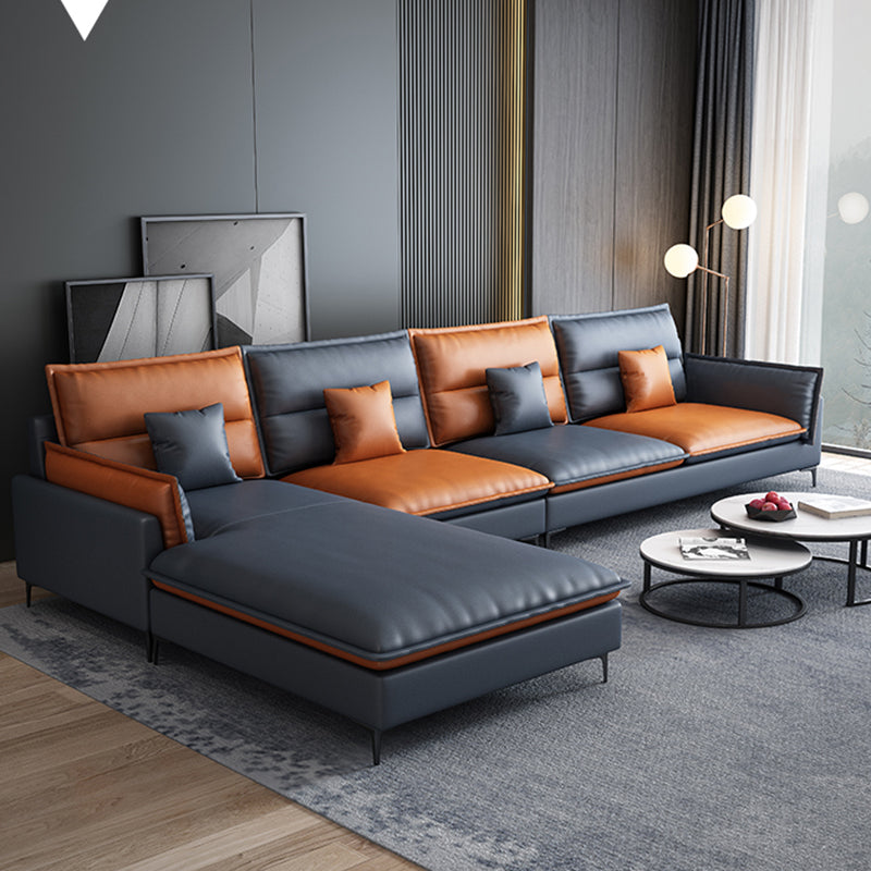 Glam Assembled Faux Leather Living Room Pillow Top Arm Sofa Chaise