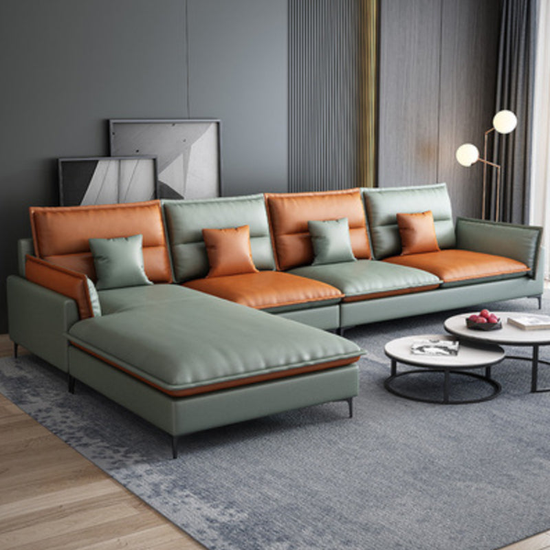 Glam Assembled Faux Leather Living Room Pillow Top Arm Sofa Chaise