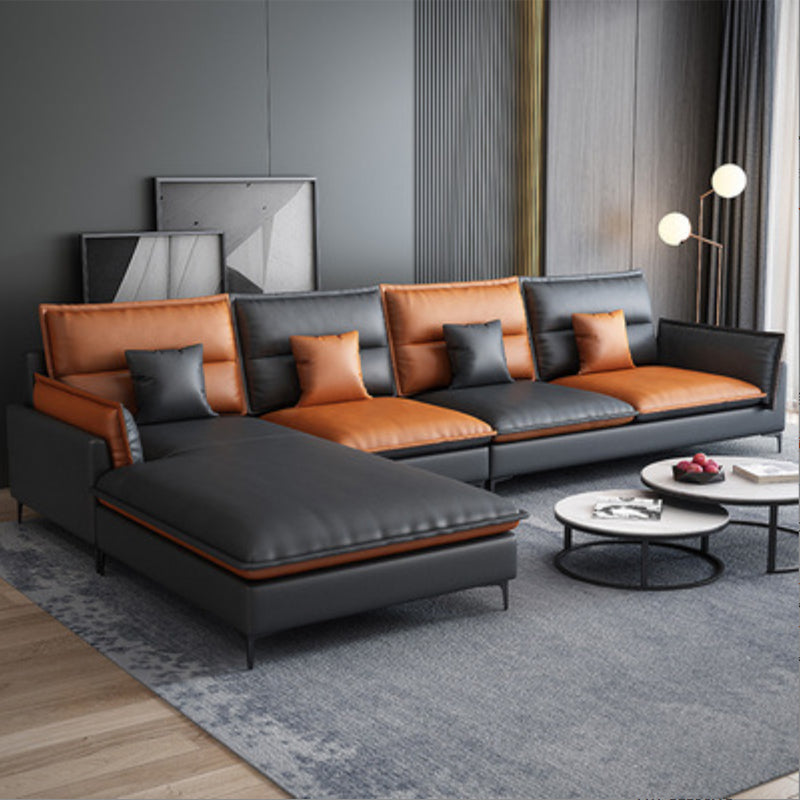 Glam Assembled Faux Leather Living Room Pillow Top Arm Sofa Chaise