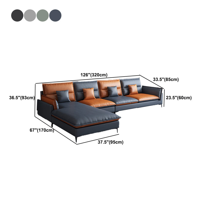 Glam Assembled Faux Leather Living Room Pillow Top Arm Sofa Chaise