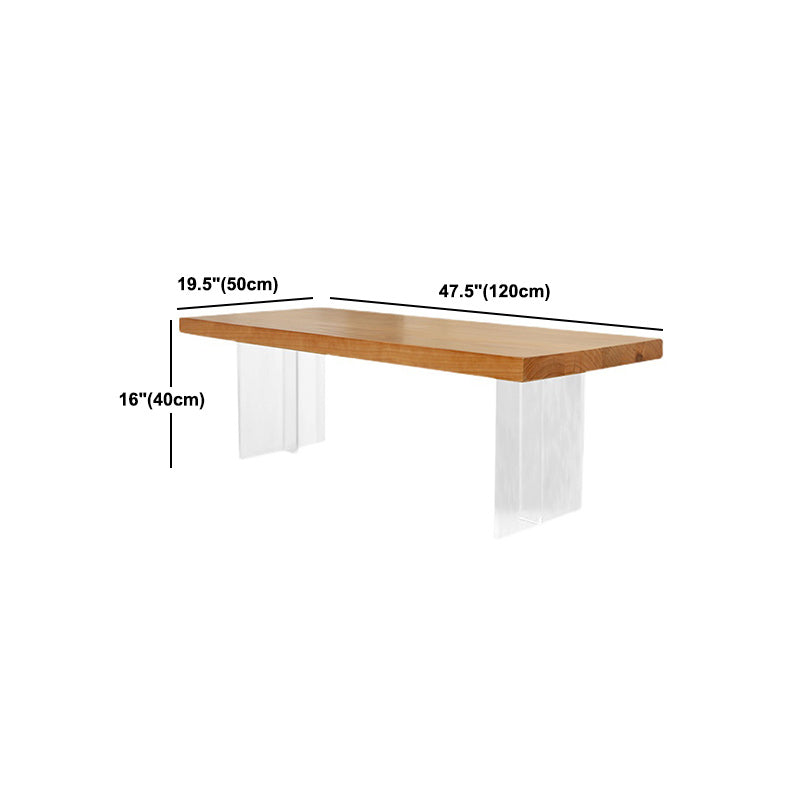 Scandinavian Rectangle Coffee Table with Solid Wood Top and Acrylic Base