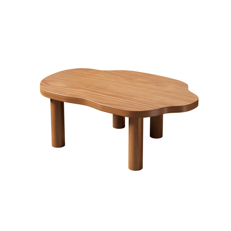Scandinavian Pine Wood Coffee Table with Free Form Top Cocktail Table