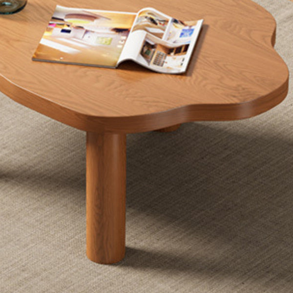 Scandinavian Pine Wood Coffee Table with Free Form Top Cocktail Table