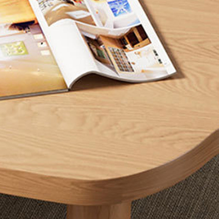 Scandinavian Pine Wood Coffee Table with Free Form Top Cocktail Table