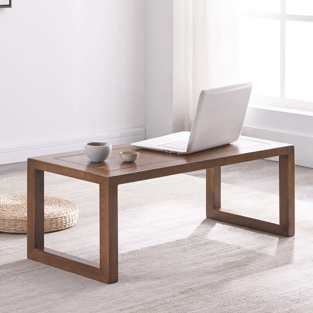 Scandinavian Solid Wood Coffee Table with Sled Base Cocktail Table