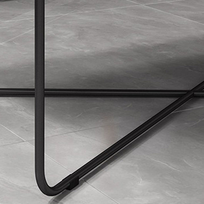 Mid-Century Modern Coffee Table with Iron Tray Top and Iron Cross Base