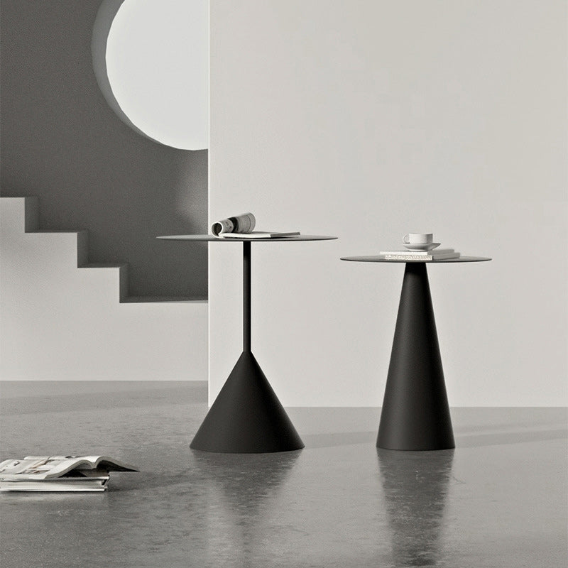 Iron 2 Piece Bunching Tables with Round Top and Pedestal Base