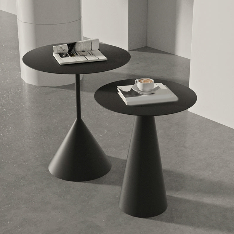 Iron 2 Piece Bunching Tables with Round Top and Pedestal Base
