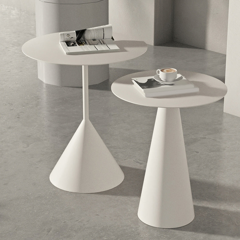 Iron 2 Piece Bunching Tables with Round Top and Pedestal Base
