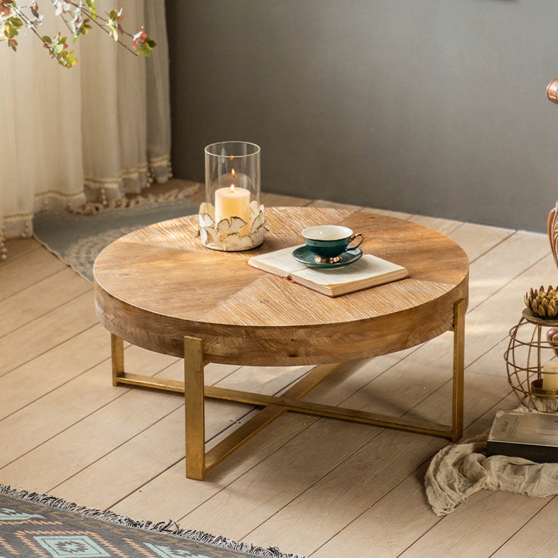 French Country Light Wood Distressed Cocktail Table Wooden Coffee Table for Home