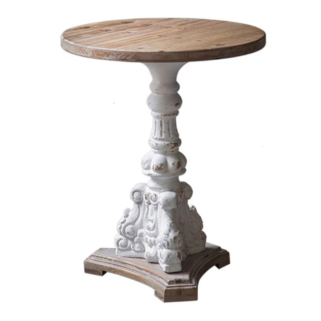 French Country Distressed Pedestal Cocktail Table Wooden Coffee Table for Home