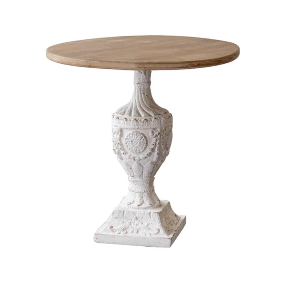 French Country Distressed Pedestal Cocktail Table Wooden Coffee Table for Home
